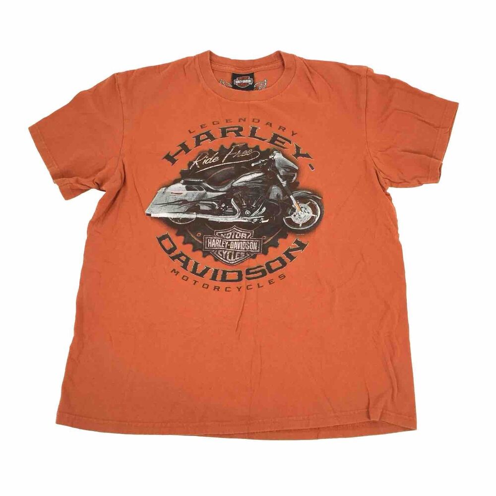 2016 Harley Davidson MO Clown Short Sleeve T-Shirt Large Mens Orange Motorcycle